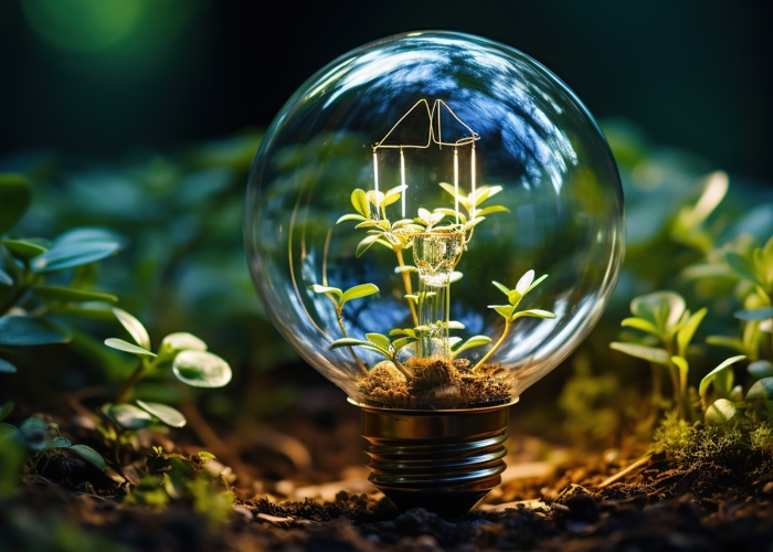 Light Bulb With Plant Growing Inside