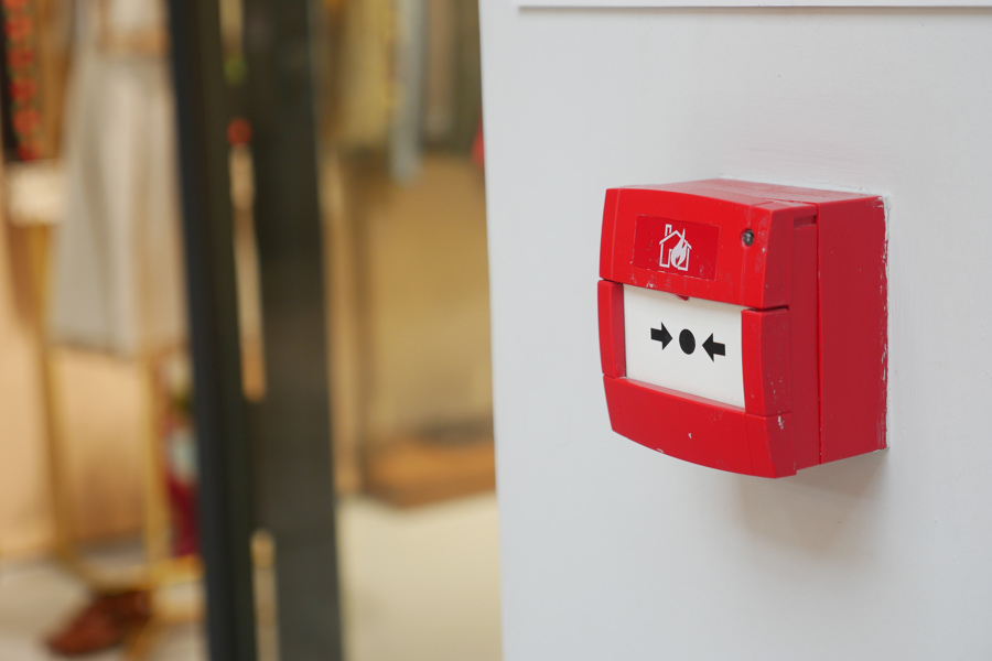 Red Fire Alarm on Wall