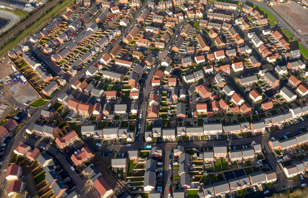Aerial View New Houses Somerset Uk