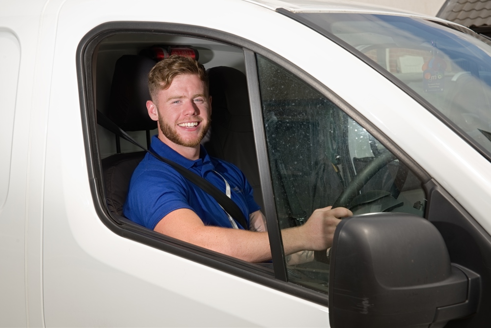 Engineer Driving Work Van