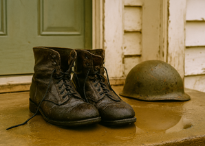 Army boots and hat
