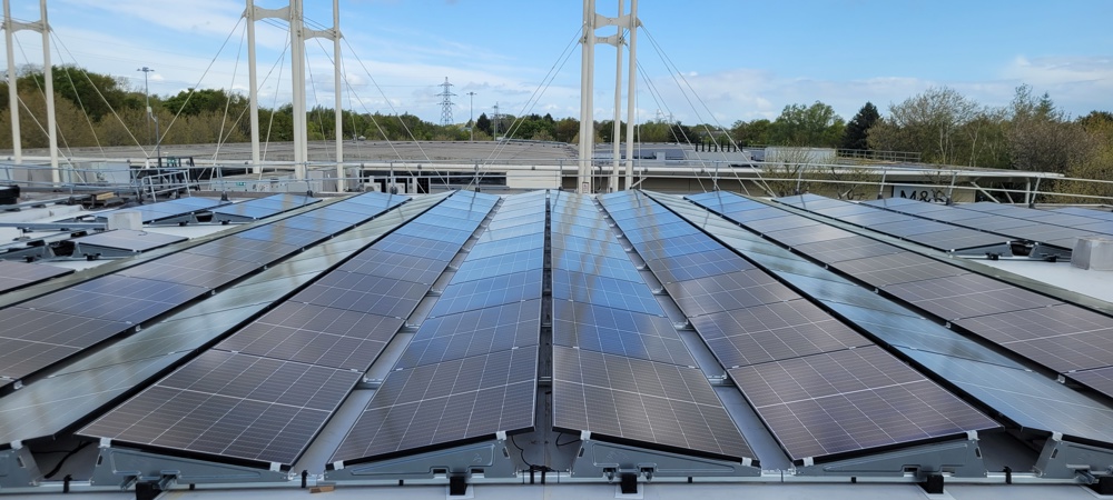 Rooftop Of Public Building With Solar Panels